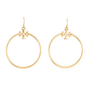 Tory Burch Stacked T-Logo Hoop Earrings